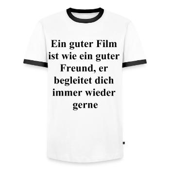Movie Fan Gift - Men's Ringer Shirt - white/black - Front - AI Model Female 172 light (172cm) & AI Model Male 178 dark (178cm)