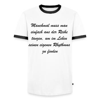 Personalized Dance Gift - Men's Ringer Shirt - white/black - Front - AI Model Female 172 light (172cm) & AI Model Male 178 dark (178cm)