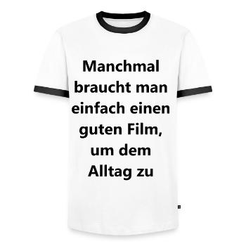 A gift for the soul - Men's Ringer Shirt - white/black - Front - AI Model Female 172 light (172cm) & AI Model Male 178 dark (178cm)