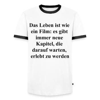 A gift for unforgettable moments - Men's Ringer Shirt - white/black - Front - AI Model Female 172 light (172cm) & AI Model Male 178 dark (178cm)