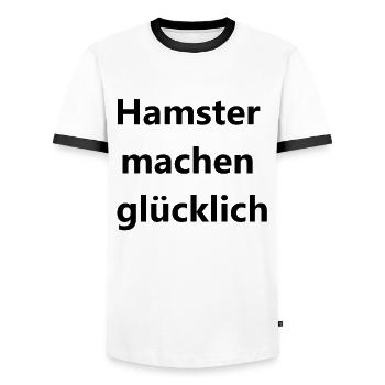 Funny Hamster Gift - Men's Ringer Shirt - white/black - Front - AI Model Female 172 light (172cm) & AI Model Male 178 dark (178cm)