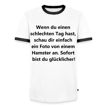 Lucky charm hamster gift - Men's Ringer Shirt - white/black - Front - AI Model Female 172 light (172cm) & AI Model Male 178 dark (178cm)