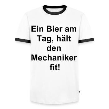 Beer Lover Gift - Men's Ringer Shirt - white/black - Front - AI Model Female 172 light (172cm) & AI Model Male 178 dark (178cm)