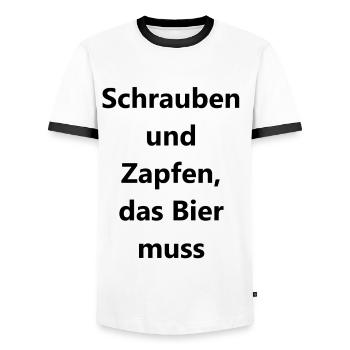 Personalized Workshop Gift - Men's Ringer Shirt - white/black - Front - AI Model Female 172 light (172cm) & AI Model Male 178 dark (178cm)