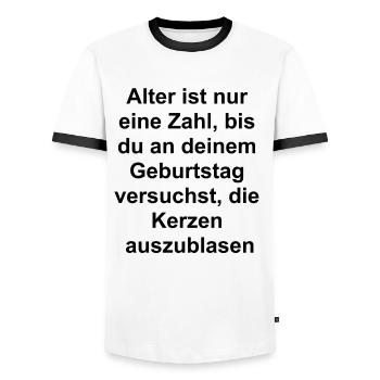 Geburtstagskerzen Geschenk - Männer Kontrast-T-Shirt - Weiß/Schwarz - Vorne - AI Model Female 172 light (172cm) & AI Model Male 178 dark (178cm)