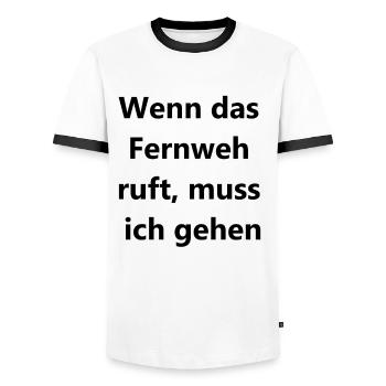 Reisegutschein Geschenk - Männer Kontrast-T-Shirt - Weiß/Schwarz - Vorne - AI Model Female 172 light (172cm) & AI Model Male 178 dark (178cm)