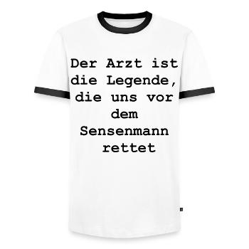 Gift for the Lifesaver - Men's Ringer Shirt - white/black - Front - AI Model Female 172 light (172cm) & AI Model Male 178 dark (178cm)