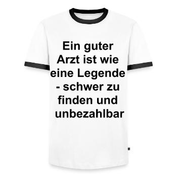 Personalisiertes Geschenk für den Doktor - Männer Kontrast-T-Shirt - Weiß/Schwarz - Vorne - AI Model Female 172 light (172cm) & AI Model Male 178 dark (178cm)