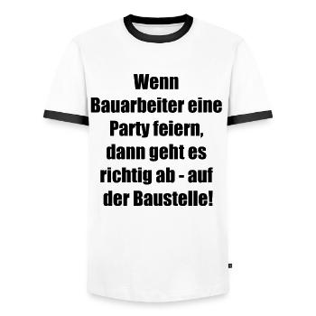 Construction Worker Party Gift - Men's Ringer Shirt - white/black - Front - AI Model Female 172 light (172cm) & AI Model Male 178 dark (178cm)
