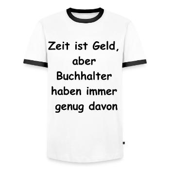 Zeit ist Geld Geschenk - Männer Kontrast-T-Shirt - Weiß/Schwarz - Vorne - AI Model Female 172 light (172cm) & AI Model Male 178 dark (178cm)