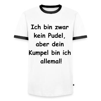 Pudel-Kumpel-Geschenk - Männer Kontrast-T-Shirt - Weiß/Schwarz - Vorne - AI Model Female 172 light (172cm) & AI Model Male 178 dark (178cm)