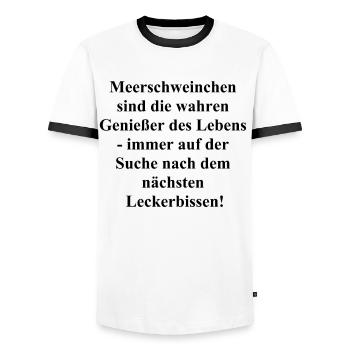Cadeaux mignons de cochon d’Inde pour les gourmands - T-shirt contrasté Homme - blanc/noir - Devant - AI Model Female 172 light (172cm) & AI Model Male 178 dark (178cm)