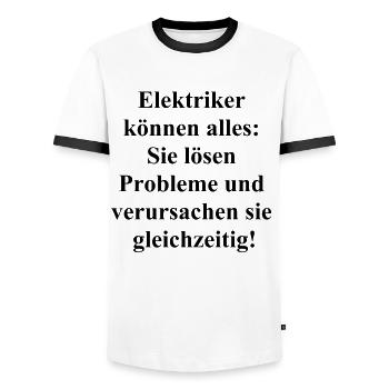 Cadeau d’électricien multitâche - T-shirt contrasté Homme - blanc/noir - Devant - AI Model Female 172 light (172cm) & AI Model Male 178 dark (178cm)
