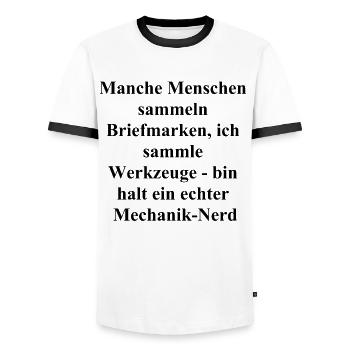 Cadeau de nerd mécanique - T-shirt contrasté Homme - blanc/noir - Devant - AI Model Female 172 light (172cm) & AI Model Male 178 dark (178cm)
