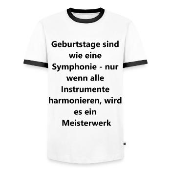 Cadeau personnalisé pour un anniversaire - T-shirt contrasté Homme - blanc/noir - Devant - AI Model Female 172 light (172cm) & AI Model Male 178 dark (178cm)