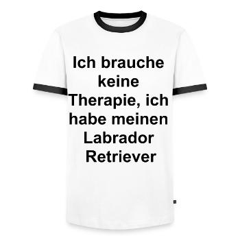 Cadeau de thérapie du Labrador - T-shirt contrasté Homme - blanc/noir - Devant - AI Model Female 172 light (172cm) & AI Model Male 178 dark (178cm)