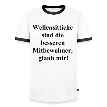 Cadeau parfait pour les colocataires - T-shirt contrasté Homme - blanc/noir - Devant - AI Model Female 172 light (172cm) & AI Model Male 178 dark (178cm)