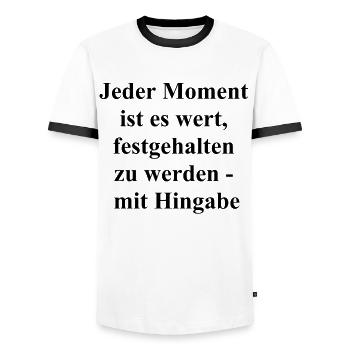 Personalized gift for photo enthusiasts - Men's Ringer Shirt - white/black - Front - AI Model Female 172 light (172cm) & AI Model Male 178 dark (178cm)