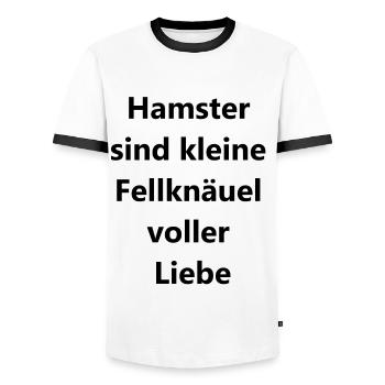 Hamstergeschenk - Männer Kontrast-T-Shirt - Weiß/Schwarz - Vorne - AI Model Female 172 light (172cm) & AI Model Male 178 dark (178cm)