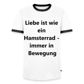 Funny hamster gift - Men's Ringer Shirt - white/black - Front - AI Model Female 172 light (172cm) & AI Model Male 178 dark (178cm)