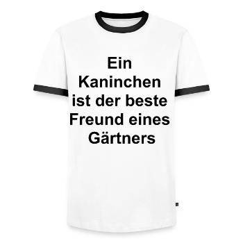 Cadeau Lapin de Jardin - T-shirt contrasté Homme - blanc/noir - Devant - AI Model Female 172 light (172cm) & AI Model Male 178 dark (178cm)