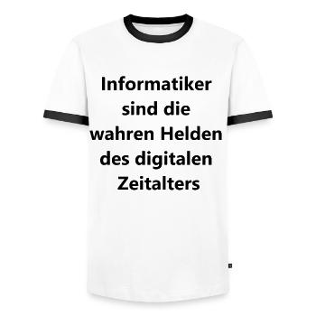 Superheld Geschenk - Männer Kontrast-T-Shirt - Weiß/Schwarz - Vorne - AI Model Female 172 light (172cm) & AI Model Male 178 dark (178cm)