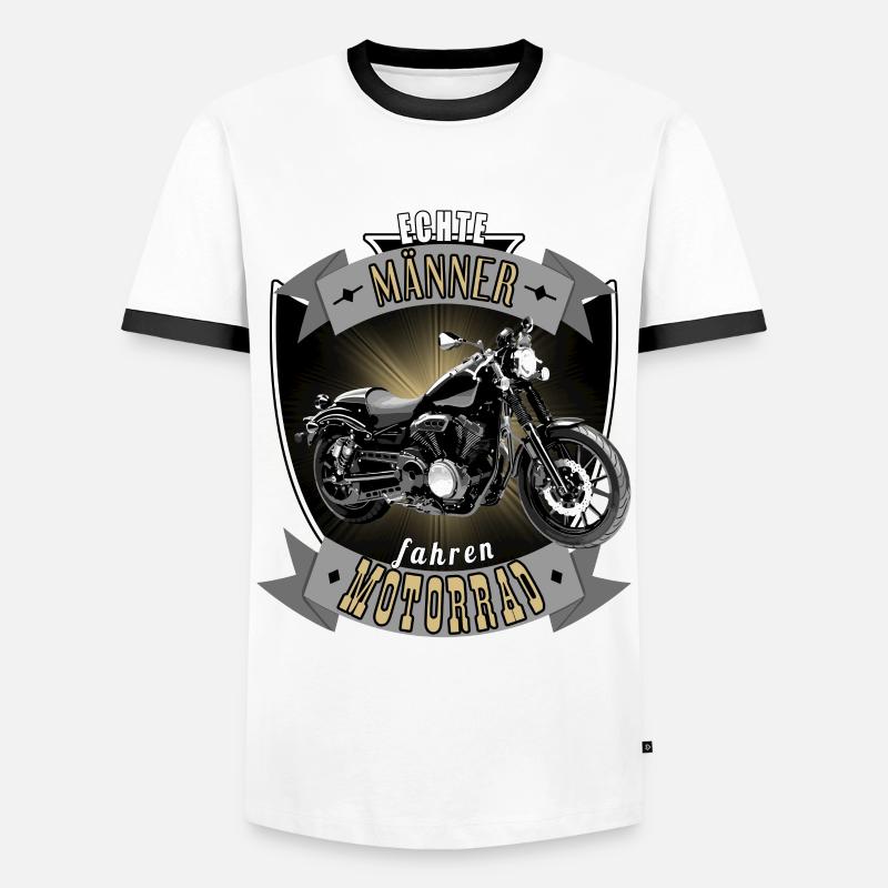 Real men ride motorcycle with frame - Men's Ringer Shirt - white/black