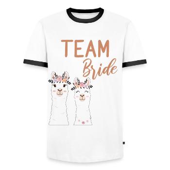 Team Bride Bride Alpaga Llama JGA Bachelorette - T-shirt contrasté Homme - blanc/noir - Devant - AI Model Female 172 light (172cm) & AI Model Male 178 dark (178cm)