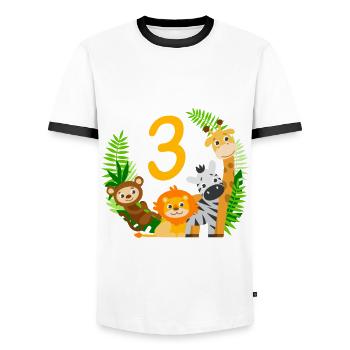 3rd birthday shirt jungle third - Men's Ringer Shirt - white/black - Front - AI Model Female 172 light (172cm) & AI Model Male 178 dark (178cm)
