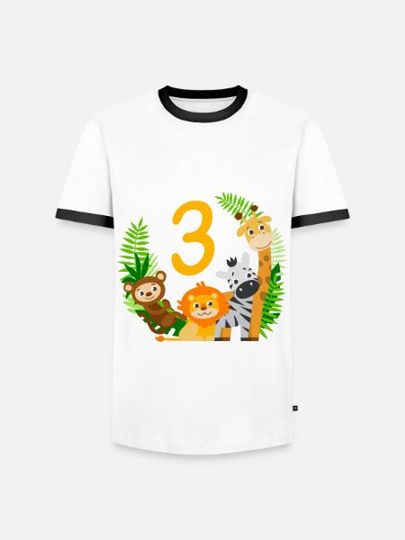3rd birthday shirt jungle third - Men's Ringer Shirt - white/black