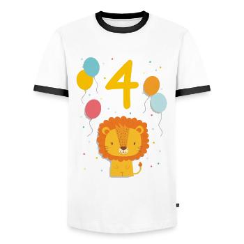 4th birthday shirt lion fourth geb - Men's Ringer Shirt - white/black - Front - AI Model Female 172 light (172cm) & AI Model Male 178 dark (178cm)