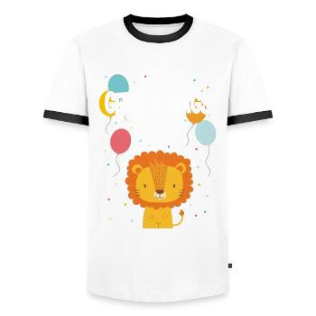 Birthday child birthday children's birthday lion - Men's Ringer Shirt - white/black - Front - AI Model Female 172 light (172cm) & AI Model Male 178 dark (178cm)