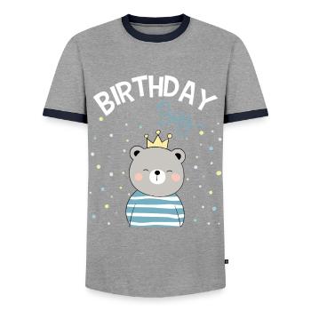 Geburtstagskind Kindergeburtstag Birthday Boy - Männer Kontrast-T-Shirt - Grau/Navy  - Vorne - AI Model Female 172 light (172cm) & AI Model Male 178 light (178cm)