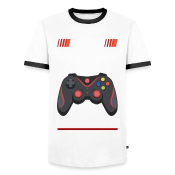 13th birthday boy teenager birthday gamer - Men's Ringer Shirt - white/black - Front - AI Model Female 172 light (172cm) & AI Model Male 178 dark (178cm)
