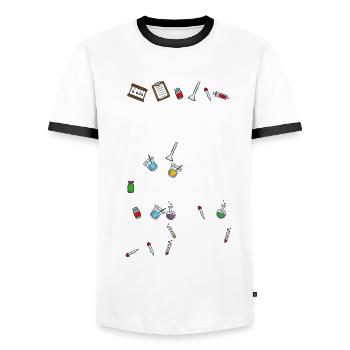 Funny Science It's Like Magic But Real - Men's Ringer Shirt - white/black - Front - AI Model Female 172 light (172cm) & AI Model Male 178 dark (178cm)