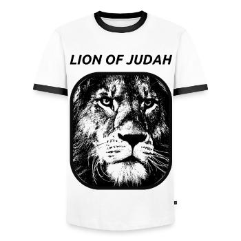 Lion of Judah - Männer Kontrast-T-Shirt - Weiß/Schwarz - Vorne - AI Model Female 172 light (172cm) & AI Model Male 178 dark (178cm)