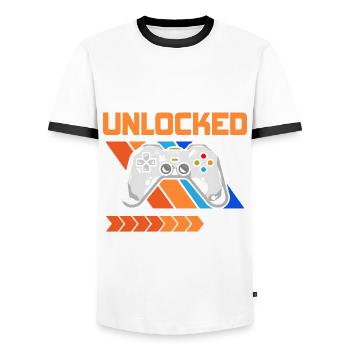 15th Birthday Level 15 Unlocked 15 years old - Men's Ringer Shirt - white/black - Front - AI Model Female 172 light (172cm) & AI Model Male 178 dark (178cm)