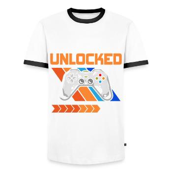 16e anniversaire Niveau 16 Débloqué 16 ans - T-shirt contrasté Homme - blanc/noir - Devant - AI Model Female 172 light (172cm) & AI Model Male 178 dark (178cm)