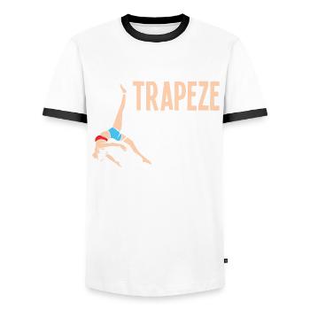 Trapez Artist Vintage Zirkus Geburtstag Kostüm - Männer Kontrast-T-Shirt - Weiß/Schwarz - Vorne - AI Model Female 172 light (172cm) & AI Model Male 178 dark (178cm)