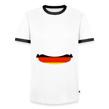 Je ne donne pas un Schnitzel drôle - T-shirt contrasté Homme - blanc/noir - Devant - AI Model Female 172 light (172cm) & AI Model Male 178 dark (178cm)