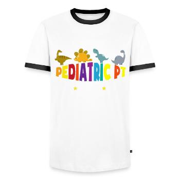 Infirmière infirmière pédiatrique - T-shirt contrasté Homme - blanc/noir - Devant - AI Model Female 172 light (172cm) & AI Model Male 178 dark (178cm)