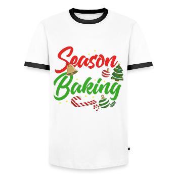 Christmas cookie team baking Christmas cookies - Men's Ringer Shirt - white/black - Front - AI Model Female 172 light (172cm) & AI Model Male 178 dark (178cm)