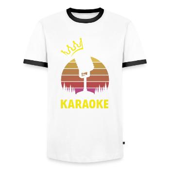 Karaoke King Singing Musique du chanteur de karaoké - T-shirt contrasté Homme - blanc/noir - Devant - AI Model Female 172 light (172cm) & AI Model Male 178 dark (178cm)