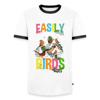 Lustige Vogelbeobachtung Vogelbeobachter Vögel - Männer Kontrast-T-Shirt - Weiß/Schwarz - Vorne - AI Model Female 172 light (172cm) & AI Model Male 178 dark (178cm)