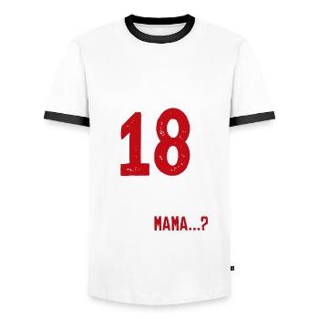 Lustiges 18. Geburtstag Endlich 18 Geschenk - Männer Kontrast-T-Shirt - Weiß/Schwarz - Vorne - AI Model Female 172 light (172cm) & AI Model Male 178 dark (178cm)