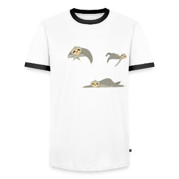 Lustiges Faultier Liebhaber Faultiere Geschenk - Männer Kontrast-T-Shirt - Weiß/Schwarz - Vorne - AI Model Female 172 light (172cm) & AI Model Male 178 dark (178cm)