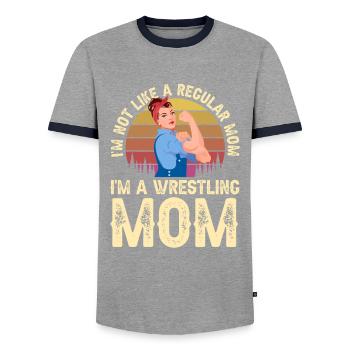 I'm Not Like A Regular Mom I'm A Wrestling Mom - Männer Kontrast-T-Shirt - Grau/Navy  - Vorne - AI Model Female 172 light (172cm) & AI Model Male 178 light (178cm)