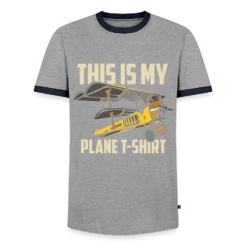 Lustige Piloten Flugzeug Luftfahrt Geschenke - Männer Kontrast-T-Shirt - Grau/Navy  - Vorne - AI Model Female 172 light (172cm) & AI Model Male 178 light (178cm)
