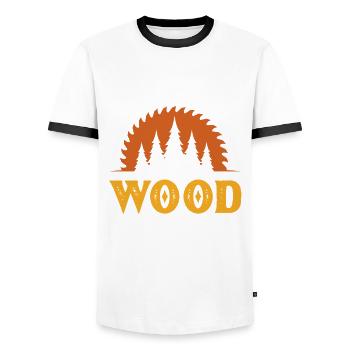 Funny woodworker carpenter joiner woodcutter - Men's Ringer Shirt - white/black - Front - AI Model Female 172 light (172cm) & AI Model Male 178 dark (178cm)