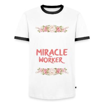 Cadeau de fleurs de jardinier fleuriste drôle fleuriste - T-shirt contrasté Homme - blanc/noir - Devant - AI Model Female 172 light (172cm) & AI Model Male 178 dark (178cm)